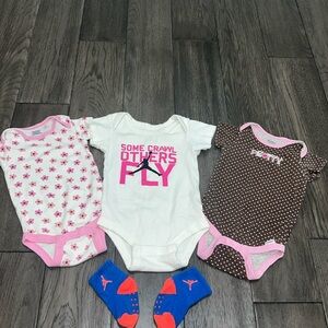 Bundle of girls Jordan, short sleeve onesie and Gerber onesies